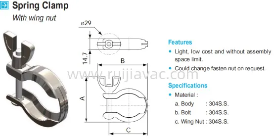 kf spring clamp with stainless steel wing nut
