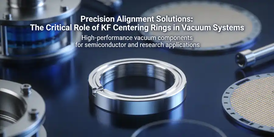 High-precision KF centering rings displayed in cleanroom environment with vacuum flange components for semiconductor applications